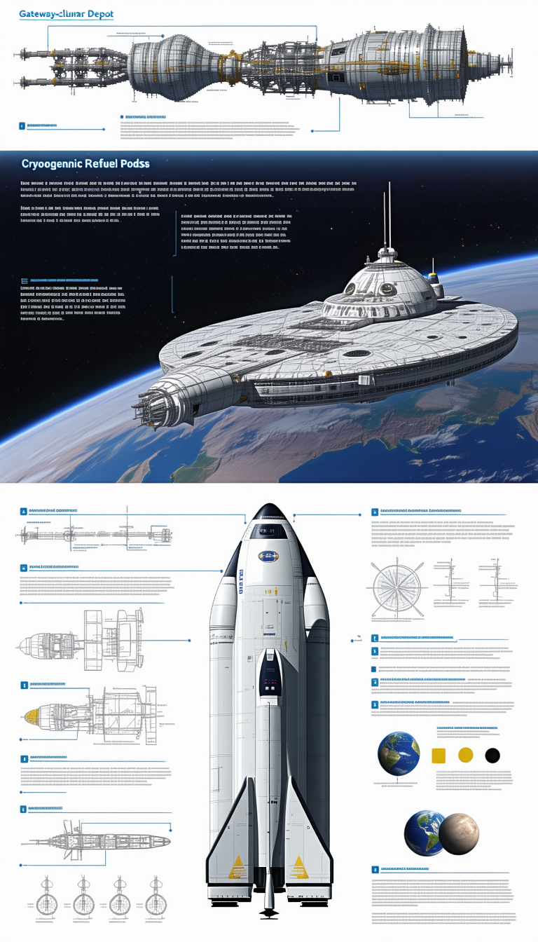 A Large White Space Shuttle Is Shown In A Diagram, With A Detailed View Of Its Components