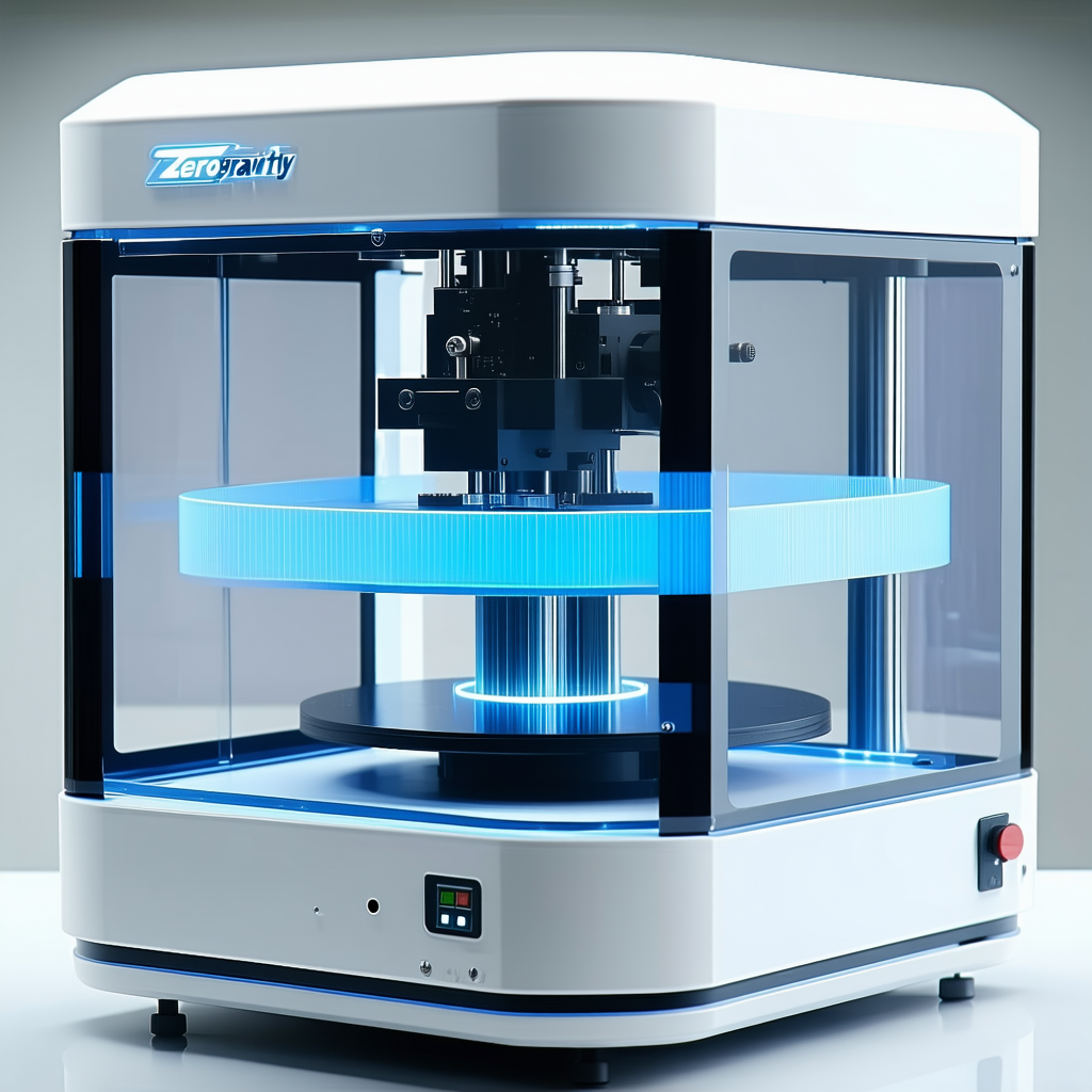 A Large, White, And Blue Machine With A Clear Glass Top