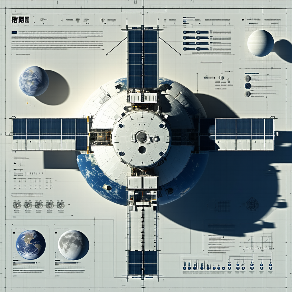 A Space Station Is Shown In A Diagram, With A Large Dome At The Center
