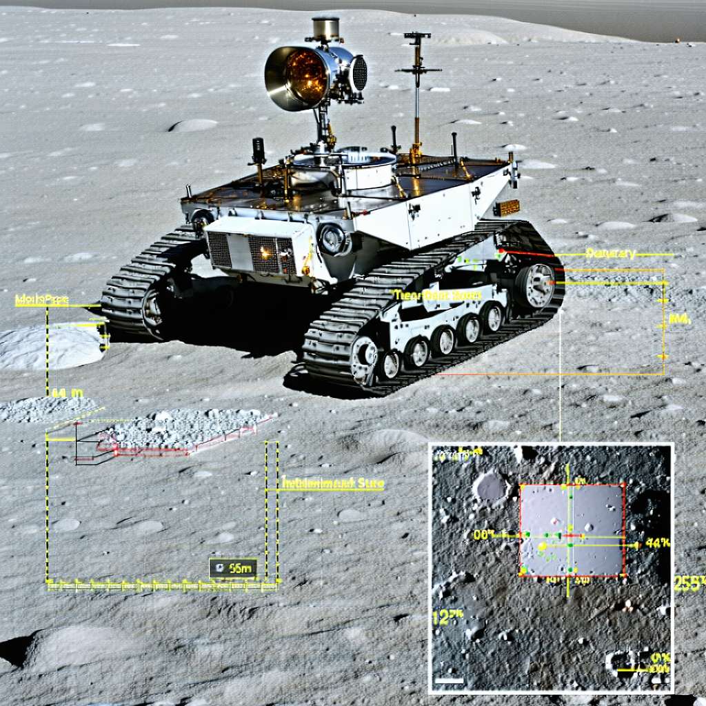 A White Robotic Vehicle Is Sitting On A Rocky Surface, Possibly On The Moon