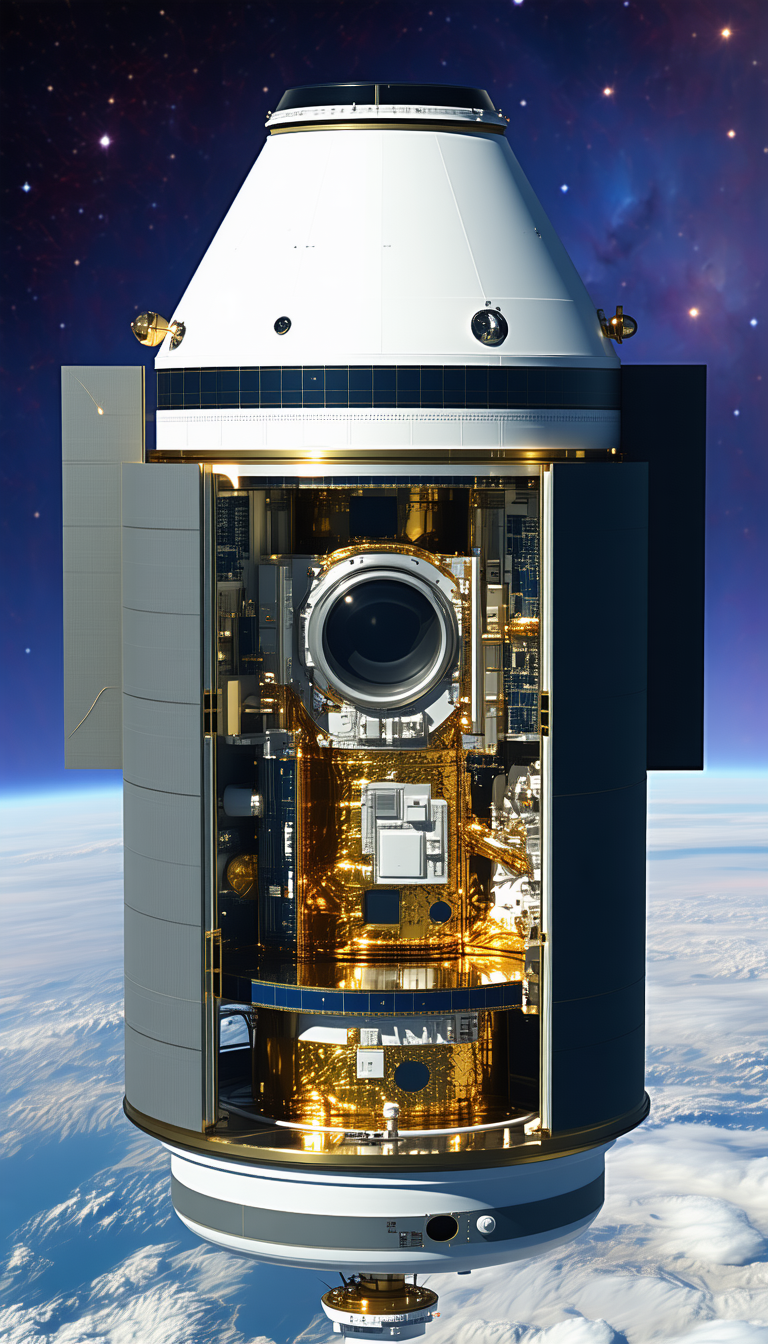 A Large Spacecraft With A Dome-shaped Structure On Top