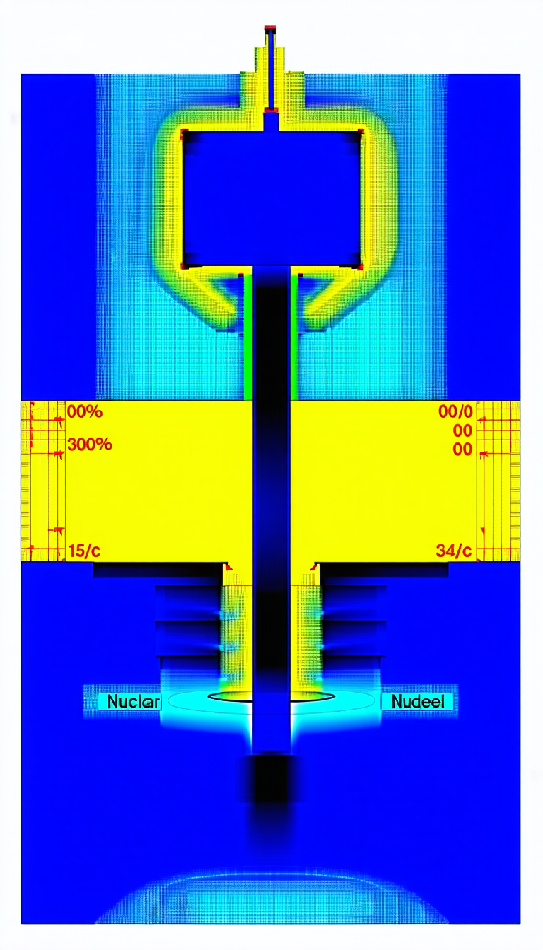 The Image Is A Blue And Yellow Graphic Of A Nuclear Reactor