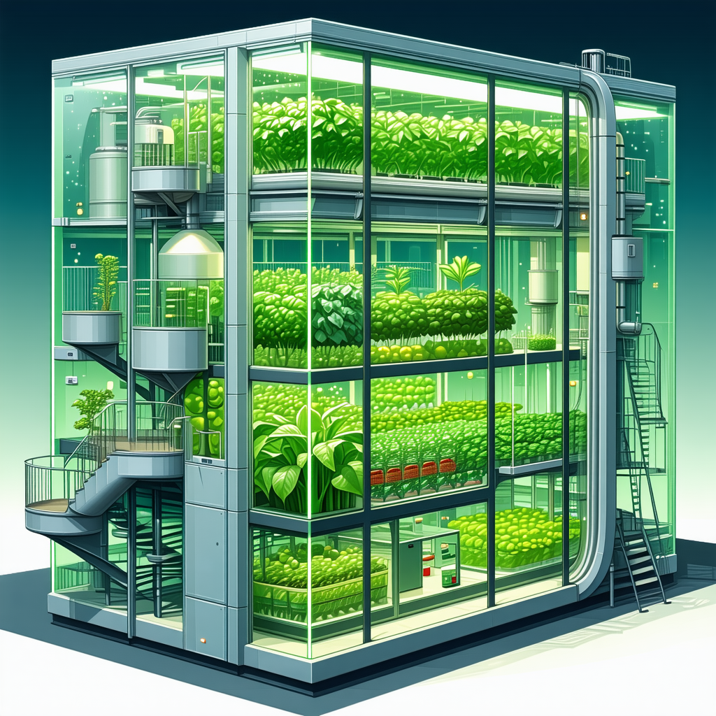 A Large, Multi-story Building With A Greenhouse On The Top Floor