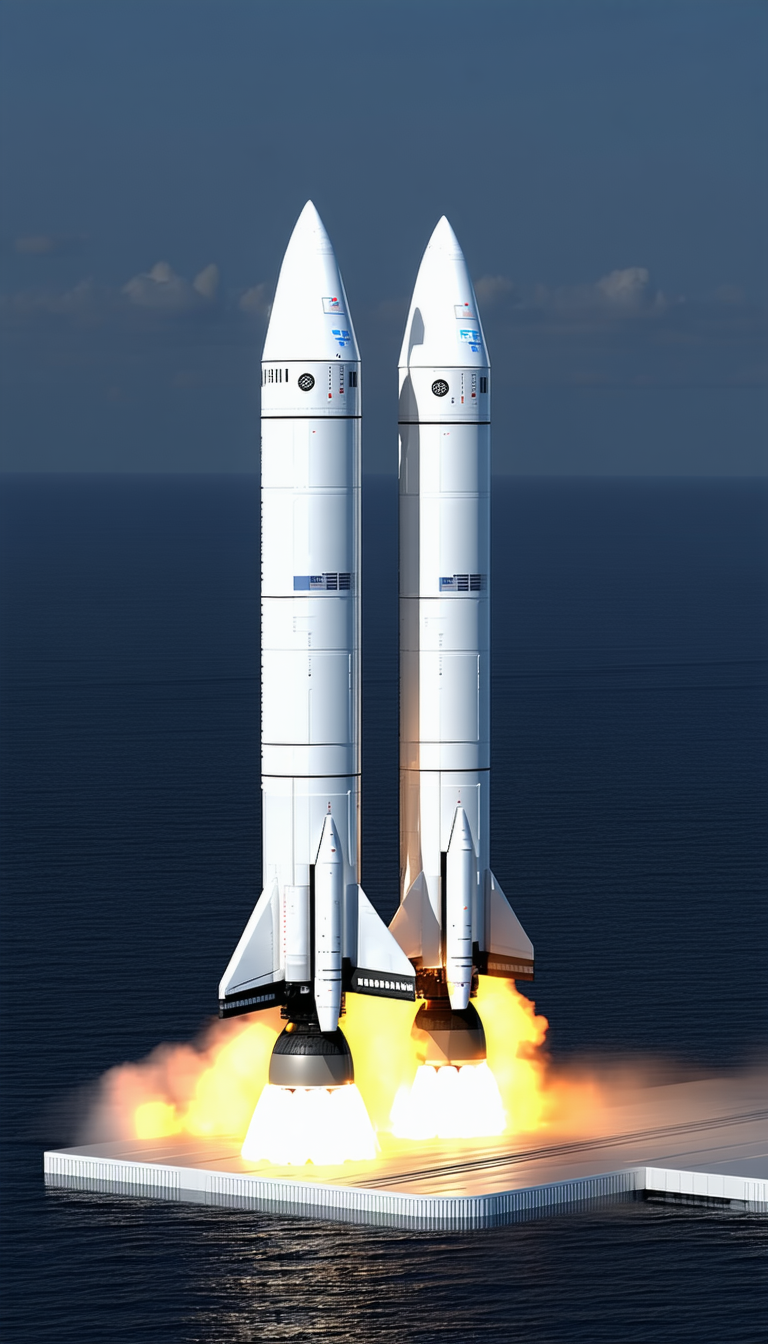 A Large White Rocket Is Seen In The Image, With Its Two Engines On The Bottom