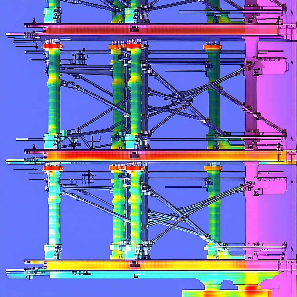 The Image Is A 3d Model Of A Large Structure, Possibly A Bridge Or A Tower