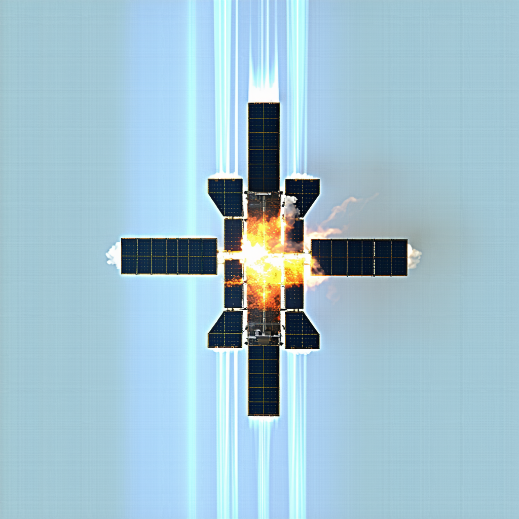A Large, Futuristic-looking Space Station With A Cross-shaped Design