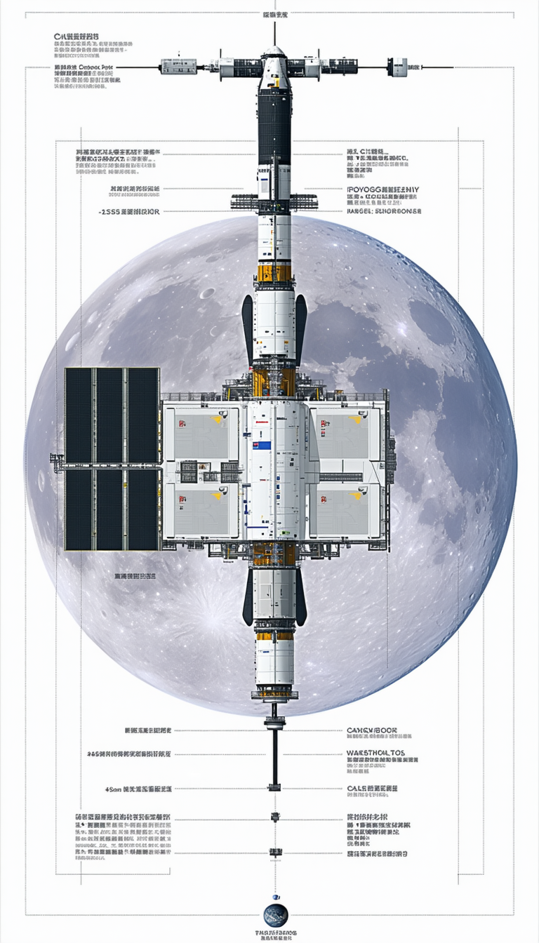A Space Shuttle Is Shown In A Drawing, With A Moon In The Background