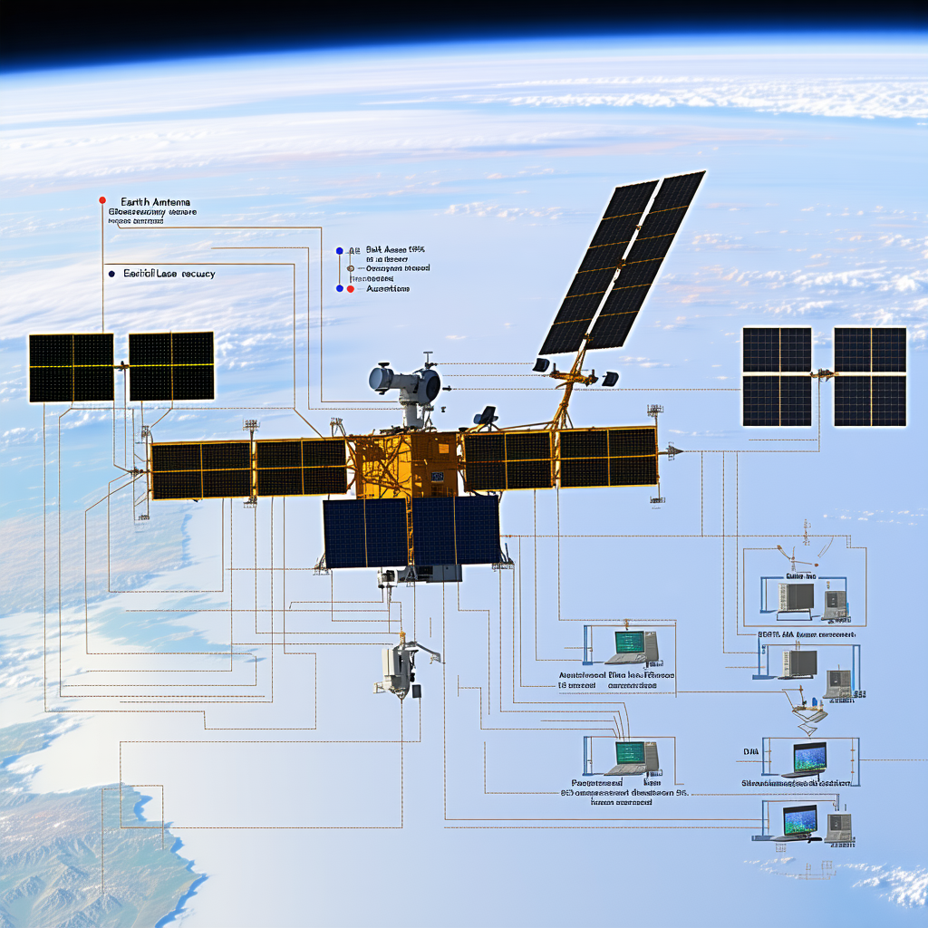 A Spacecraft Is Shown In A Diagram, With Its Various Components Labeled