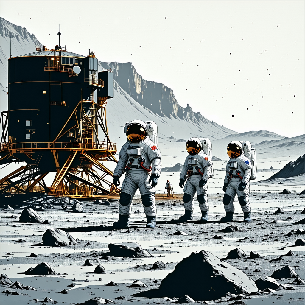 In This Image, There Are Three Astronauts Walking On The Moon