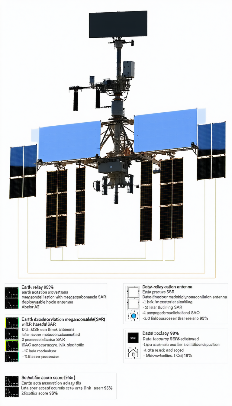 The Image Is A Diagram Showing The Different Components Of A Satellite