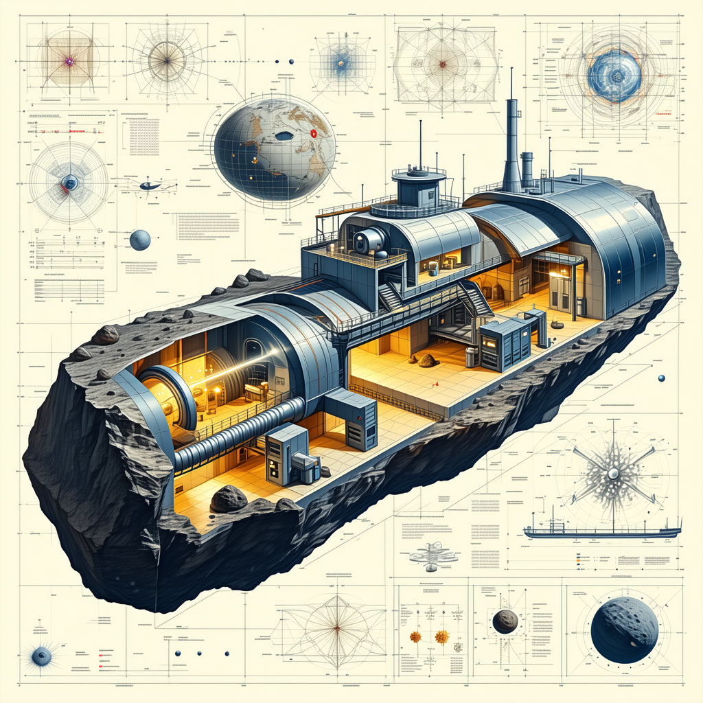 detailed drawing futuristic space station