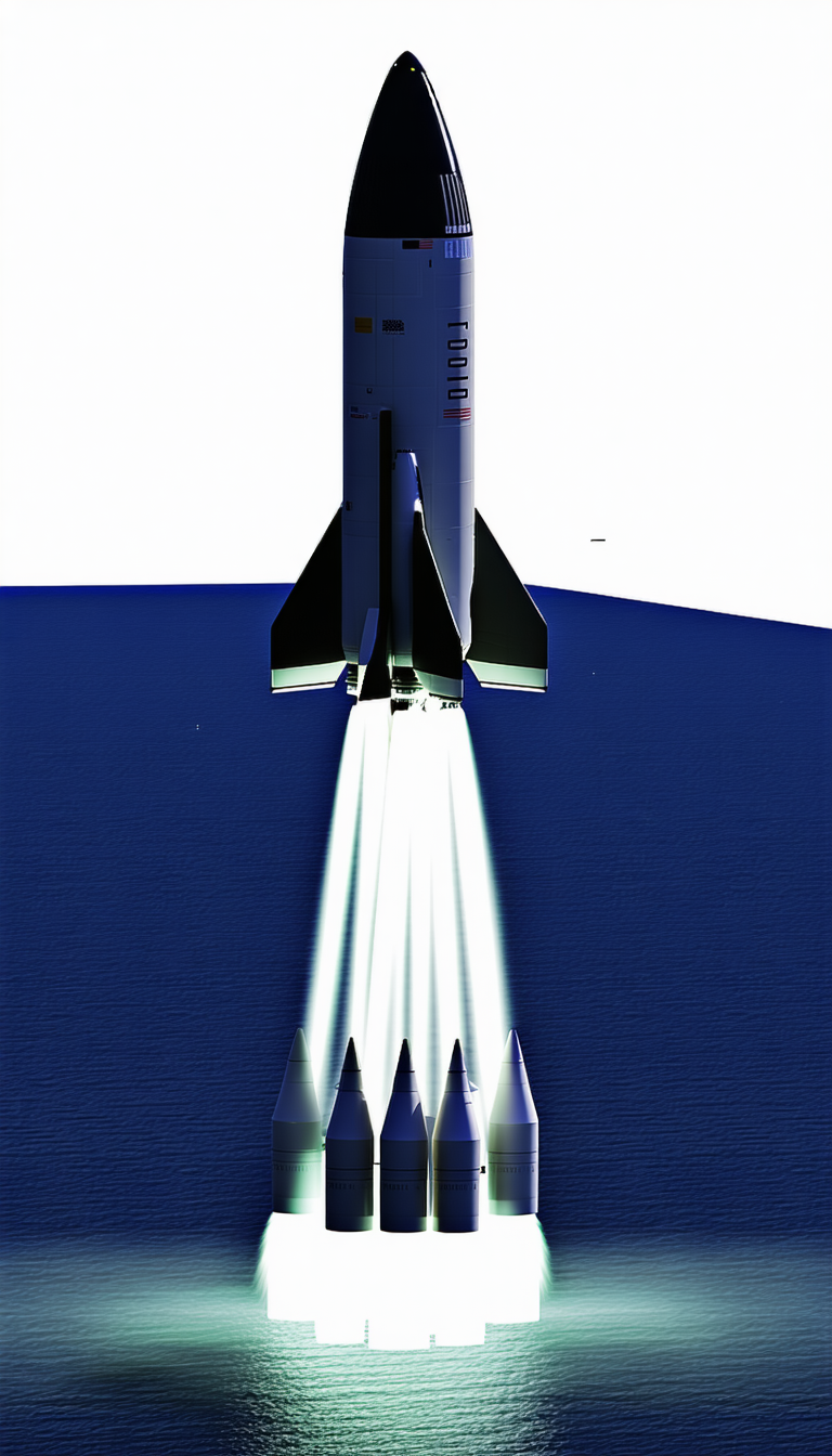A Space Shuttle Is Shown In A Blue Sky, With Its Booster Rockets Lit Up