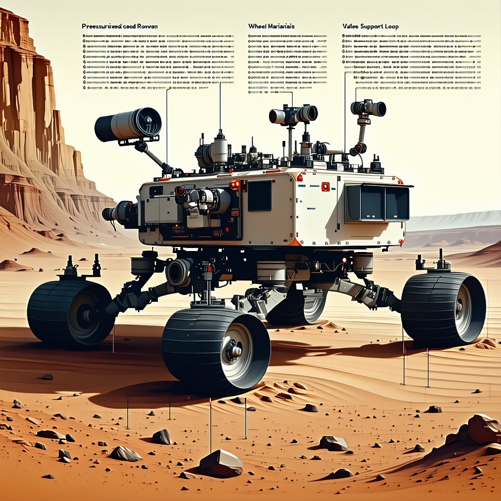 A Large Robotic Vehicle, Possibly A Rover, Parked On A Rocky Terrain