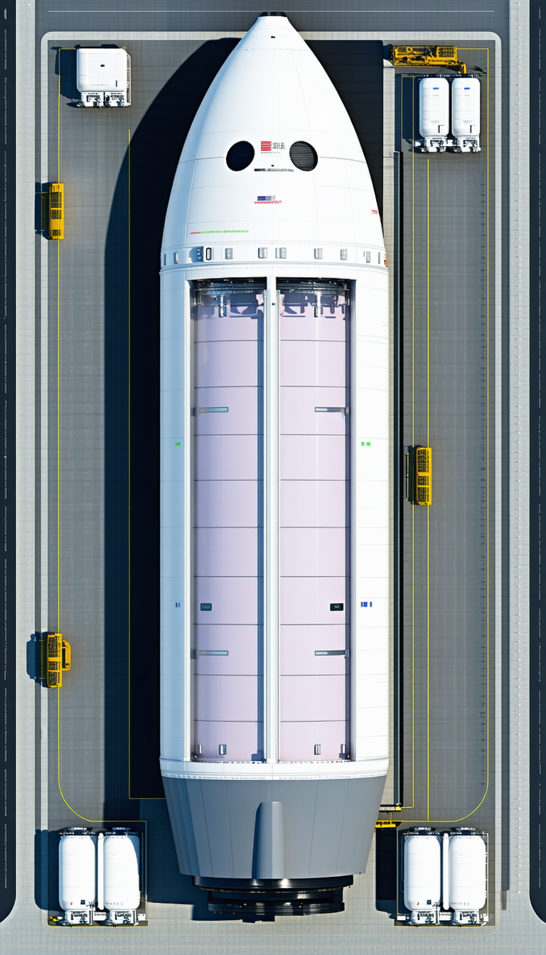 A Large White Rocket Is Being Transported On A Truck