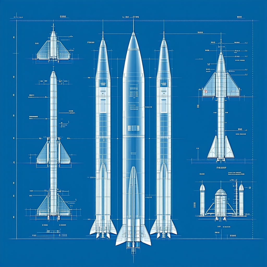 A Blue Drawing Of A Rocket Ship Is Displayed