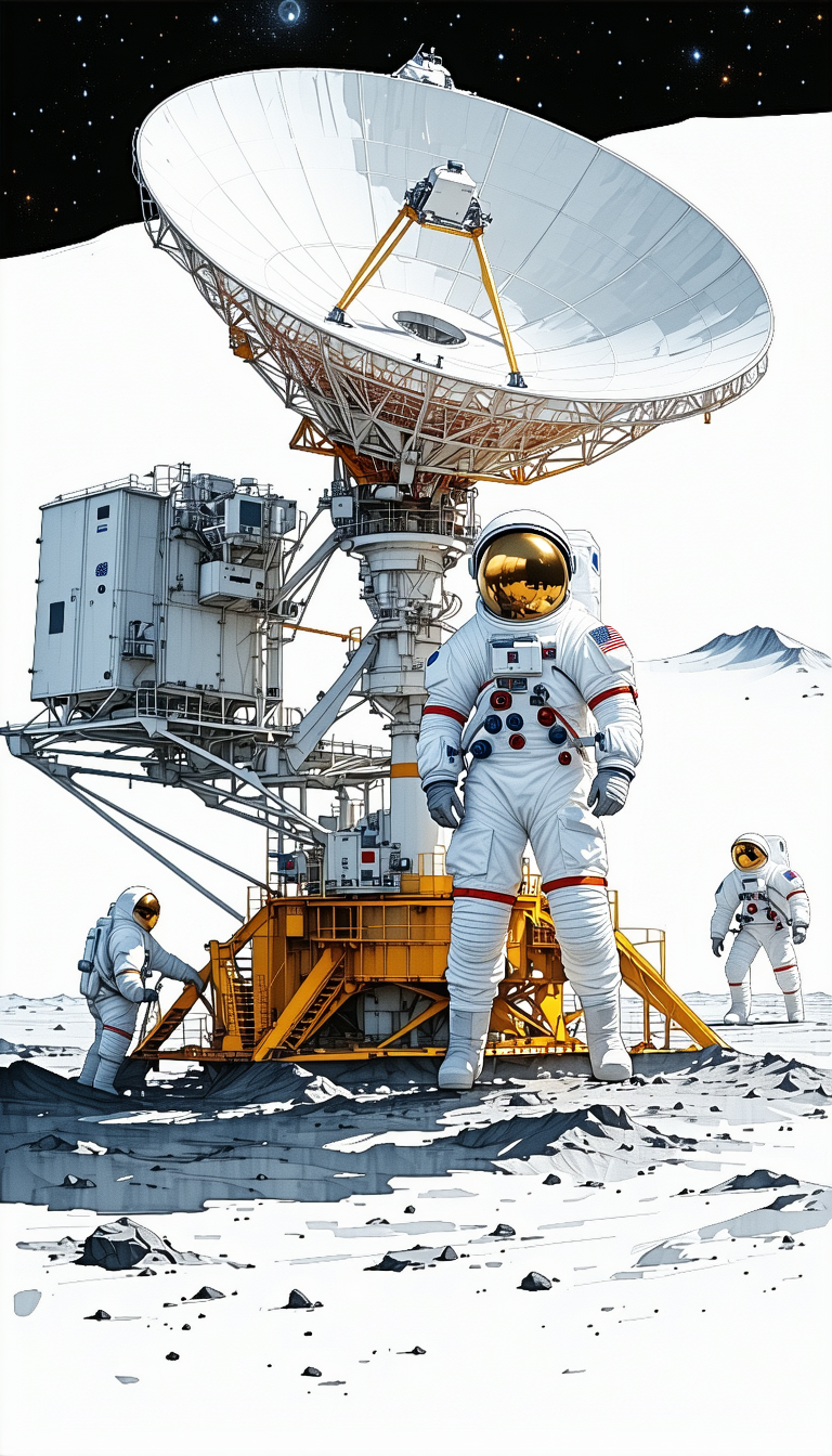 In The Image, There Are Three Astronauts Standing On A Rocky Surface, Possibly On The Moon