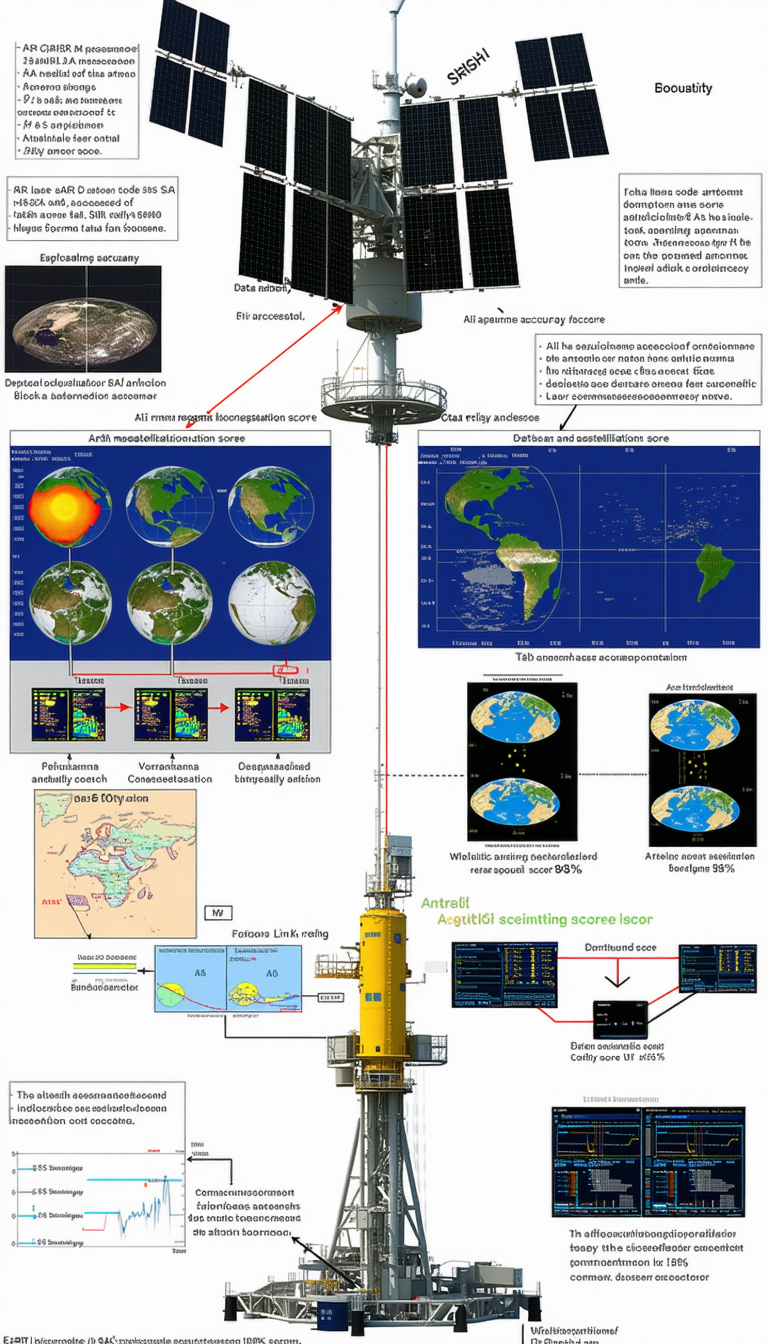 The Image Is A Diagram That Shows The Relationship Between A Satellite, A Tower, And A Computer