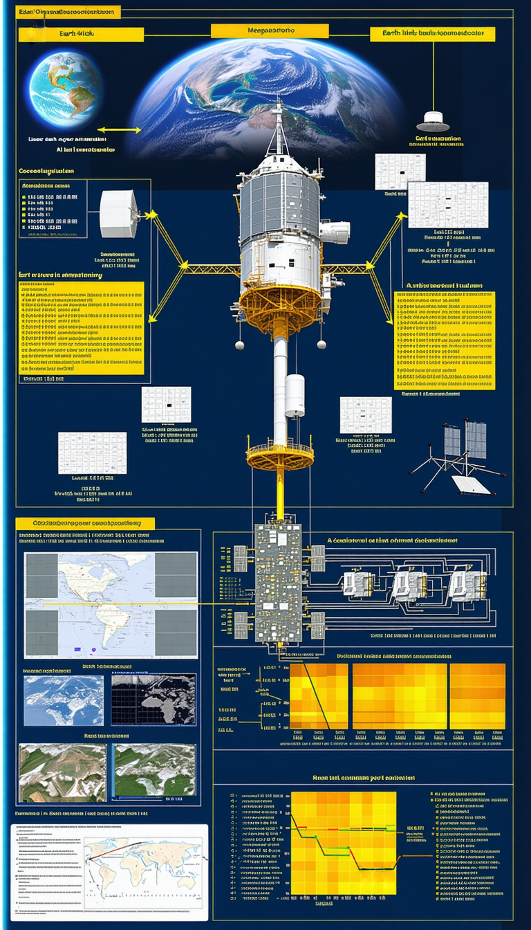 A Large, Detailed Diagram Of A Space Station Is Displayed On A Blue Background