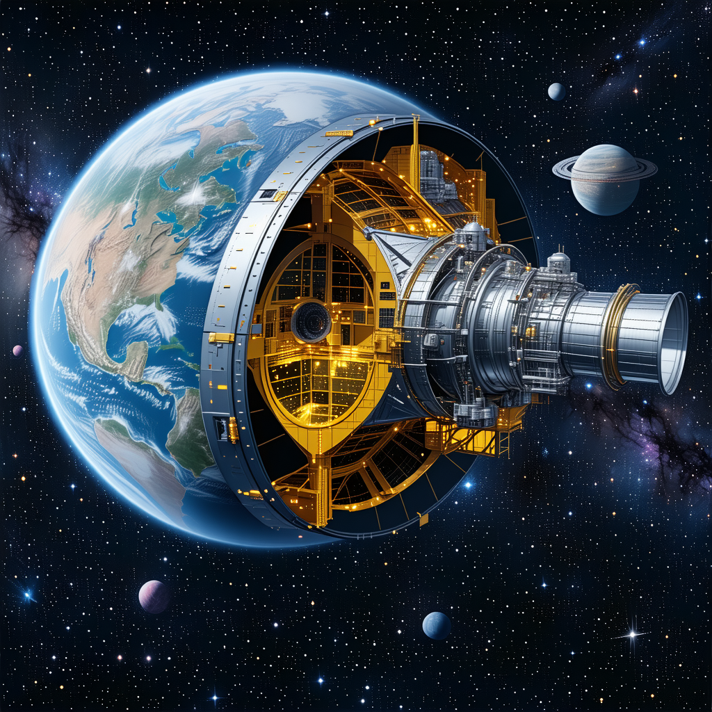 A Large Spacecraft With A Dome-shaped Structure On Top Of It