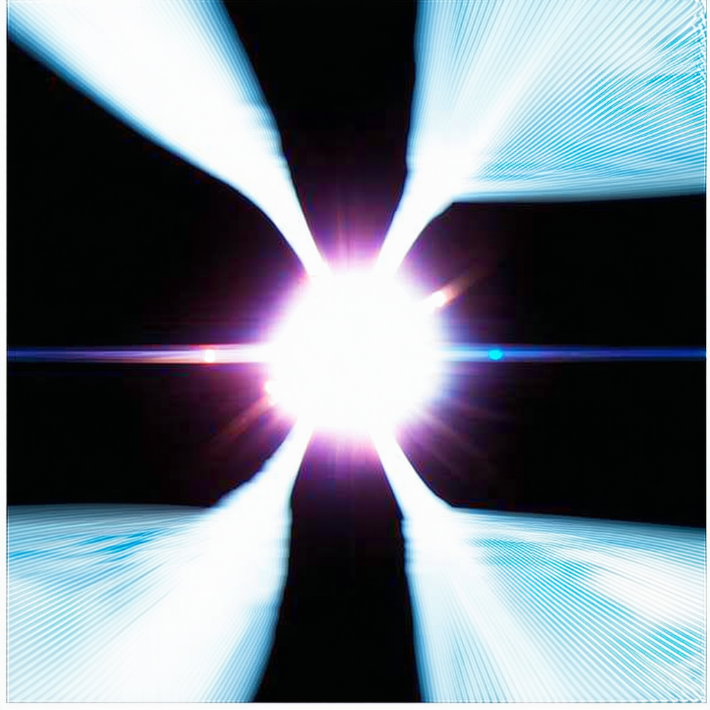 A Bright Light Source, Possibly A Light Bulb Or A Sun, With A Blue Hue