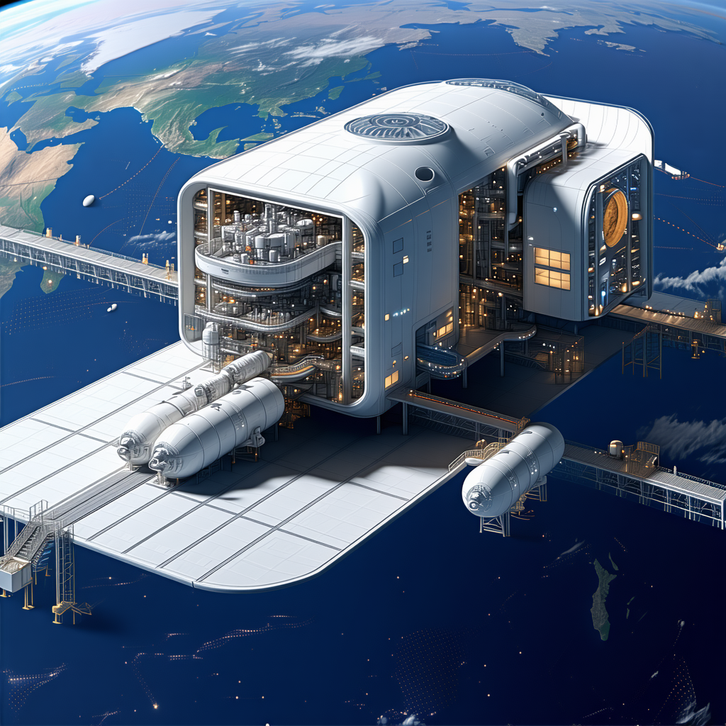 A Large White Building Is Shown In A 3d Perspective, With A Blue Background