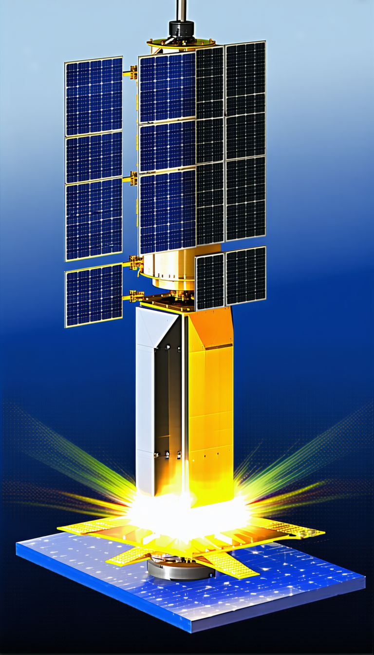 A Large Satellite With A Solar Panel On Top