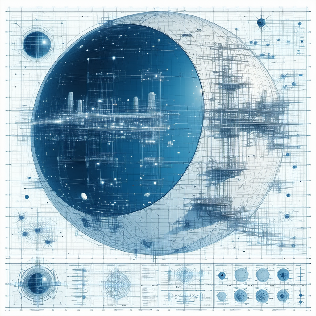 A Blue And White Sphere Is The Centerpiece Of This Image