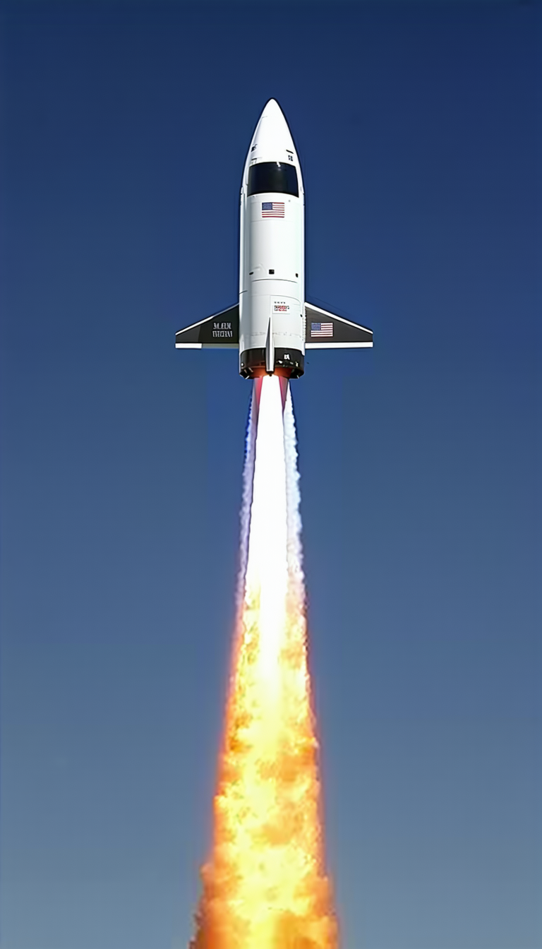 A Space Shuttle Launching Into The Sky