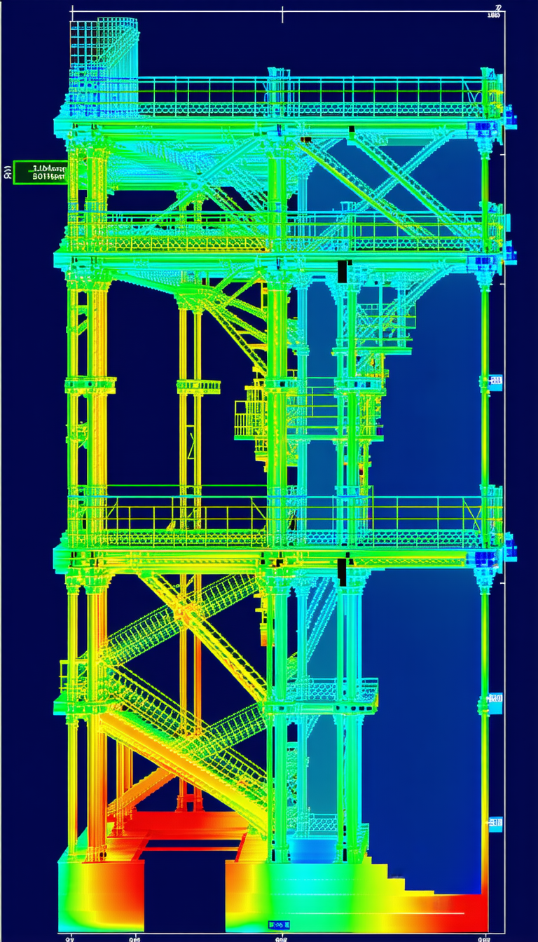 The Image Is A 3d Model Of A Large Structure, Possibly A Bridge Or A Building