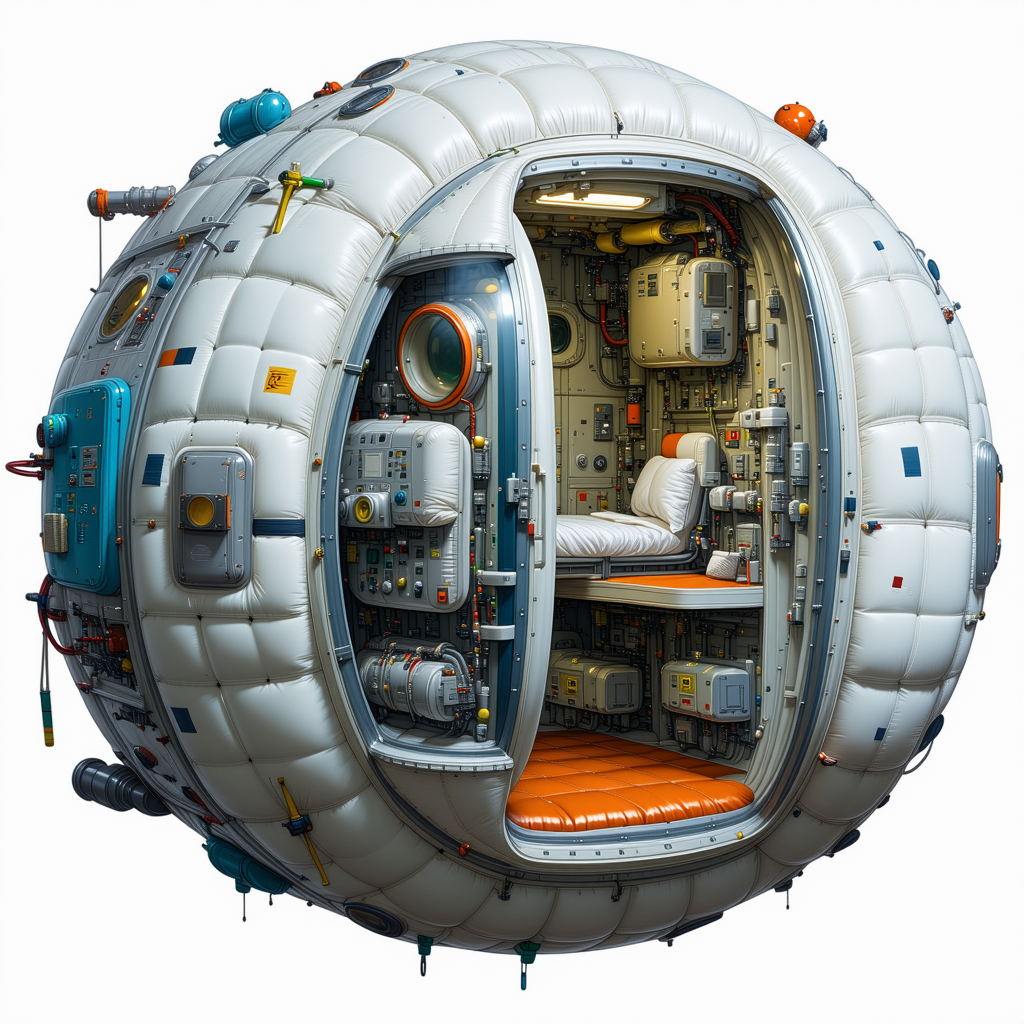 A Large White Spacecraft With A Round Shape, Resembling A Giant White Ball