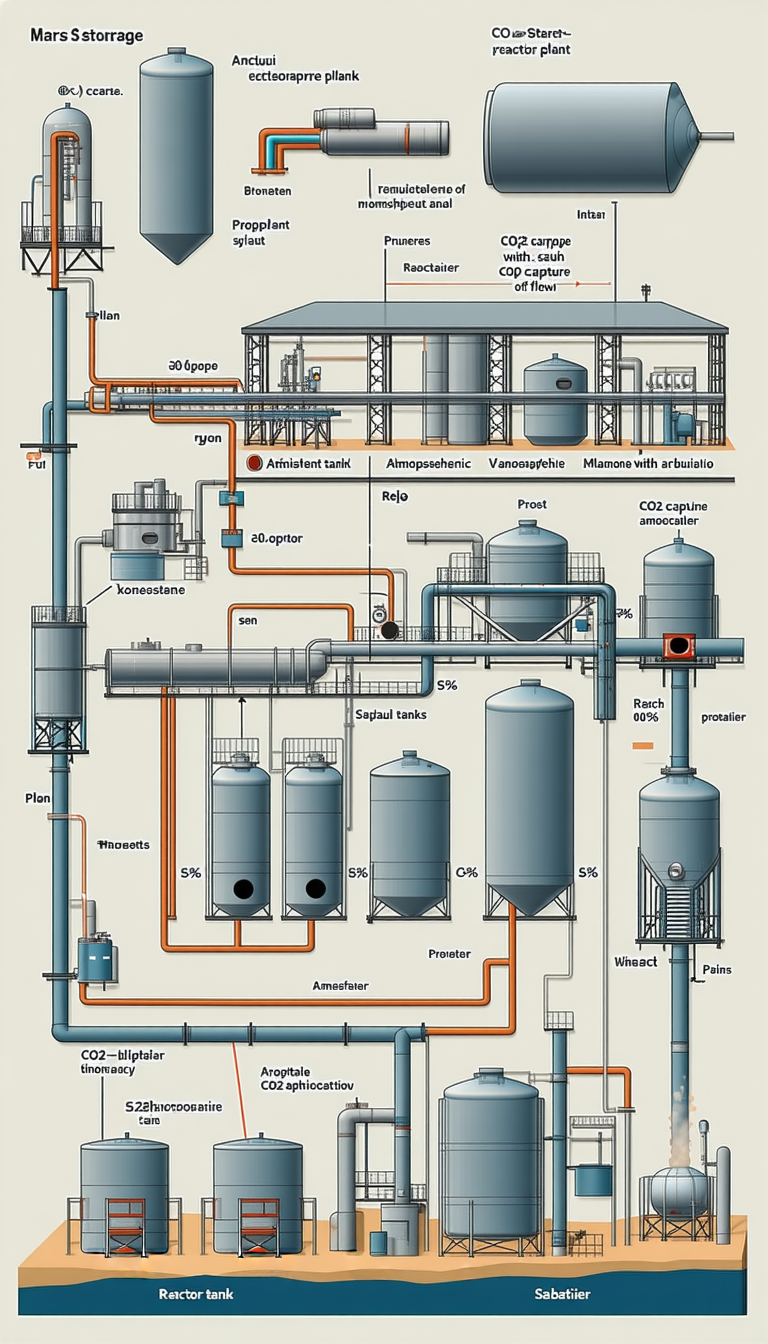 A Large Industrial Plant Is Shown In A Diagram, With Various Pipes And Equipment Labeled