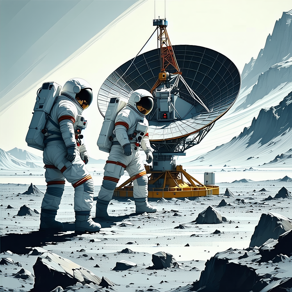 In The Image, There Are Two Astronauts Standing On A Rocky Surface, Possibly On The Moon