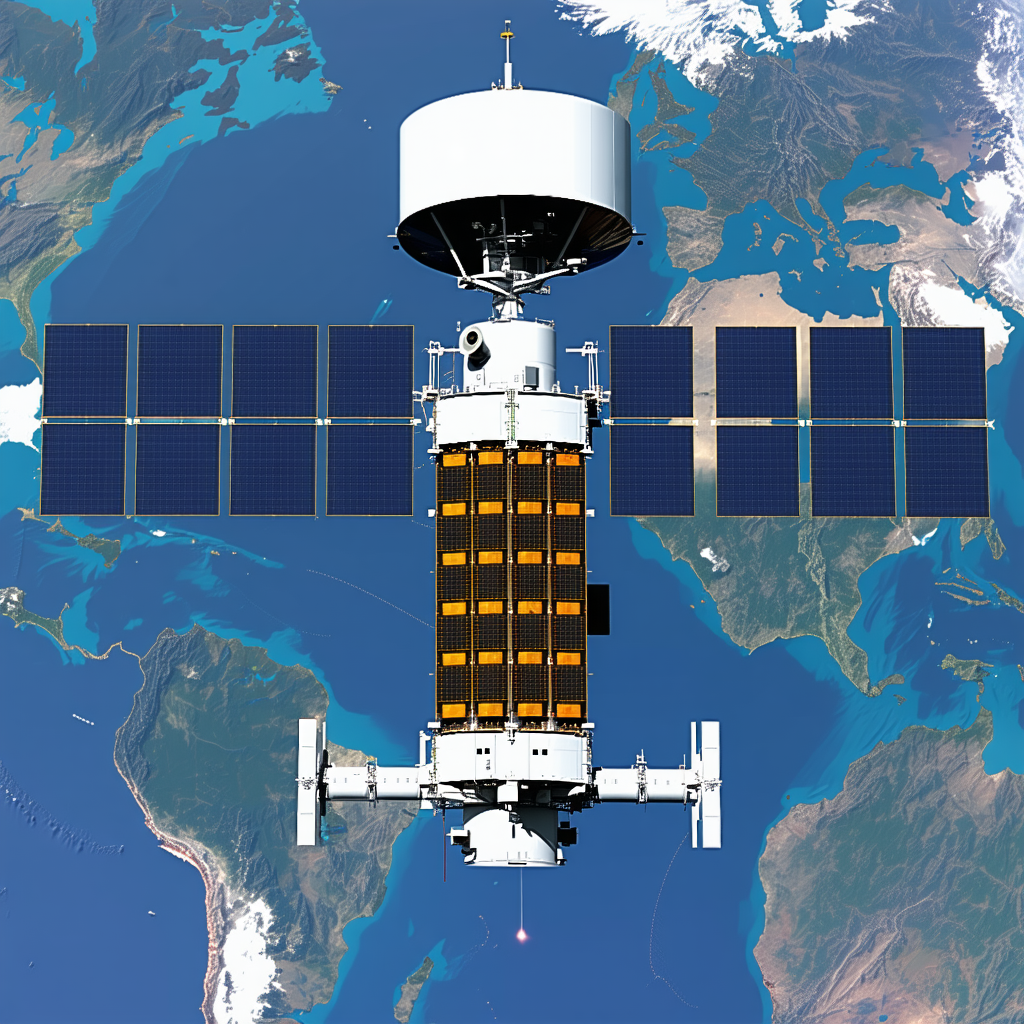 A Space Station With A Large Satellite Dish On Top Of It