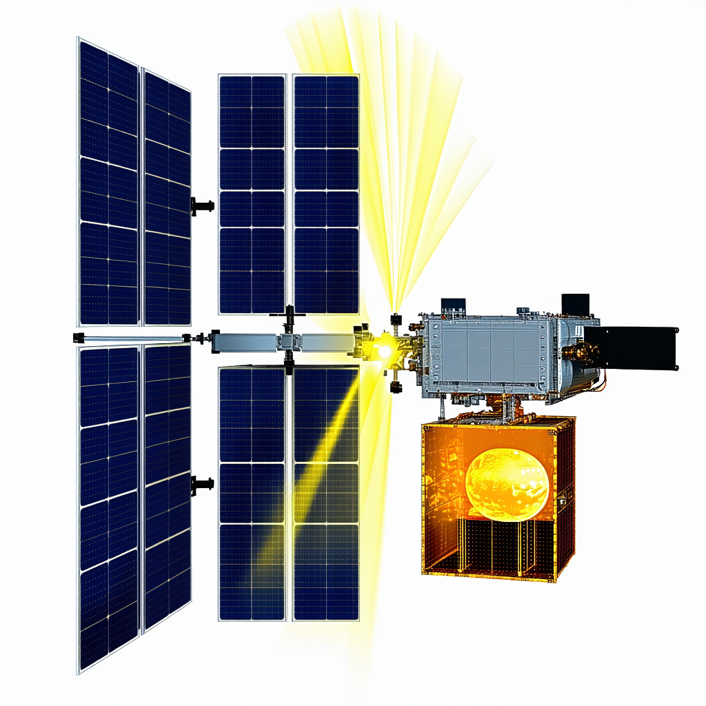 A Solar Panel Is Shown In The Image, With A Bright Light Shining On It
