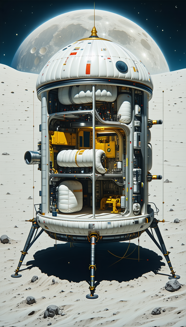 A Large White Spacecraft Is Shown In A Close-up View