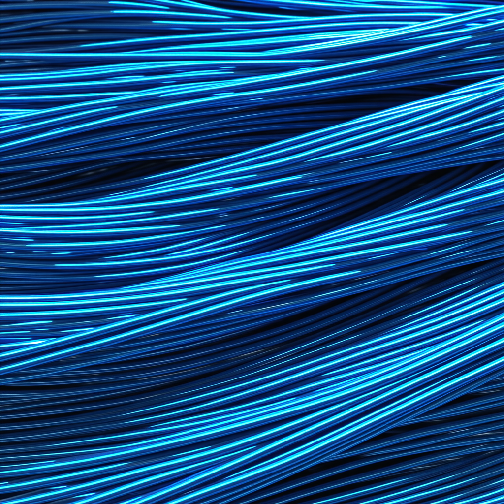 The image features a large blue wire, possibly a neon wire, that is...