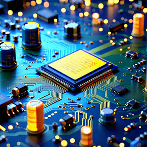 Tech Low Poly: Close-up of electronic circuit