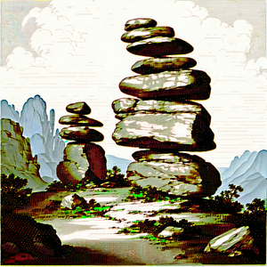 Nature Etching: Rock Formation In Summer With Image, There