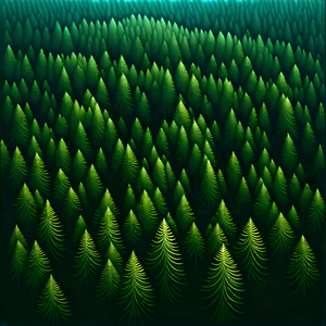 Nature Etching: Aerial View Of Forest Canopy With Large Forest