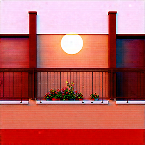 Lifestyle Oil Painting: Balcony Garden With Organized Space With Balcony Flower