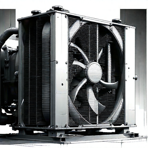 Tech Charcoal Drawing: Close-up Of Cooling System With Large, Industrial-sized