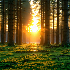 Nature Professional Photography: Forest scene during sunset