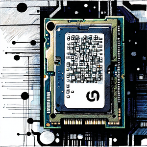 Tech Ink Drawing: Close-up of memory module