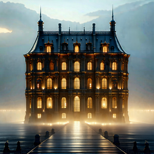 Urban Blueprint Style: Historic Building With Dramatic Lighting With Large, Ornate