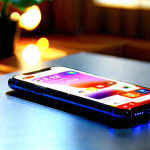 Tech Editorial Photography: Smartphone With Glowing Screen With Smartphone Placed